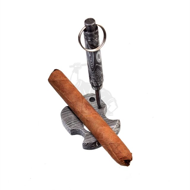 Damascus Cigar Stand/Rest/Knuckle/Pendant
